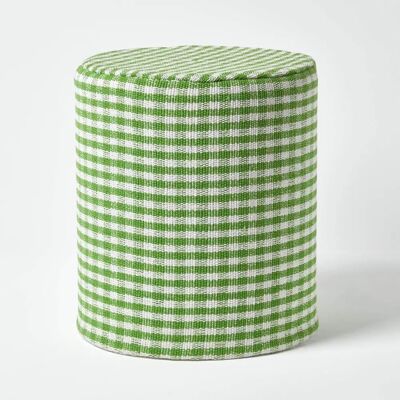 Homescapes Grüner Karo-Rundhocker - Pouffe Homescapes Grüner Karo-Rundhocker - Pouffe