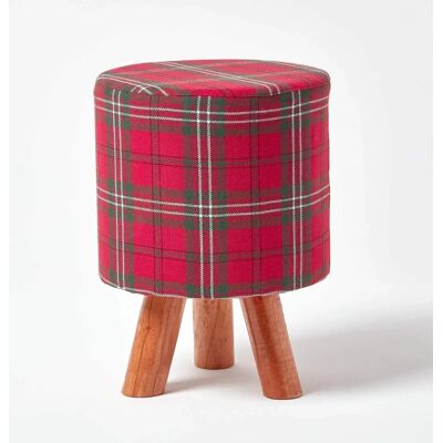 Homescapes Roter Tartan Stoff Hocker - Fußhocker Homescapes Roter Tartan Stoff Hocker - Fußhocker