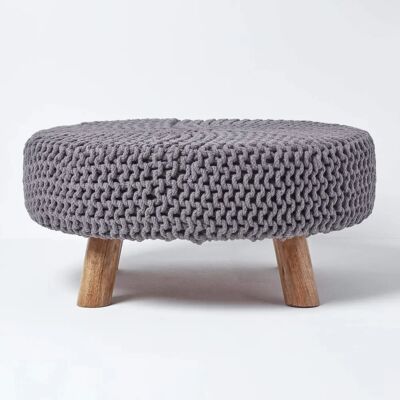 Homescapes Grauer Baumwollhocker - Hocker Homescapes Grauer Baumwollhocker - Hocker