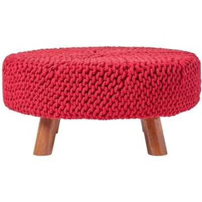 Homescapes Roter gestrickter Baumwollhocker - Groß 62x62x30 cm - Hocker Homescapes Roter gestrickter Baumwollhocker - Groß 62x62x30 cm - Hocker