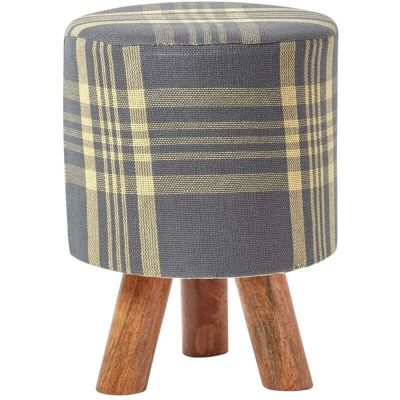 Homescapes Graues und Gelbes Tartan Stoffhocker - 42cm Hoch Homescapes Graues und Gelbes Tartan Stoffhocker - 42cm Hoch