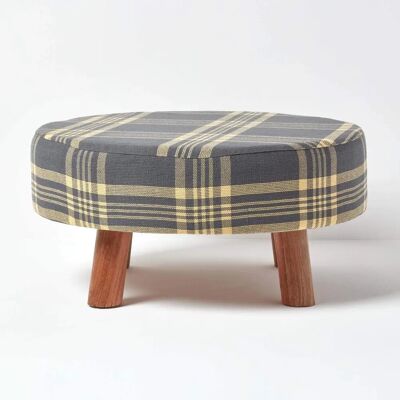 Homescapes Grau und Gelb Tartan Stoffhochstuhl mit Beinen Homescapes Grau und Gelb Tartan Stoffhochstuhl mit Beinen