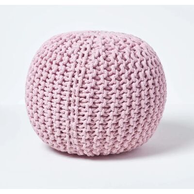 Homescapes Pouffe rond en coton tricoté rose - Repose-pieds - Publicité Homescapes Pouffe rond en coton tricoté rose - Repose-pieds - Publicité