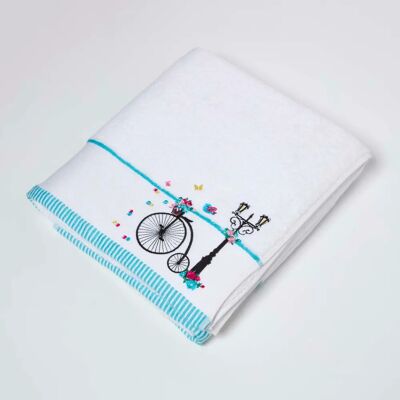 Homescapes Bicycle White Towel - Bath Sheet Homescapes Bicycle White Towel - Bath Sheet