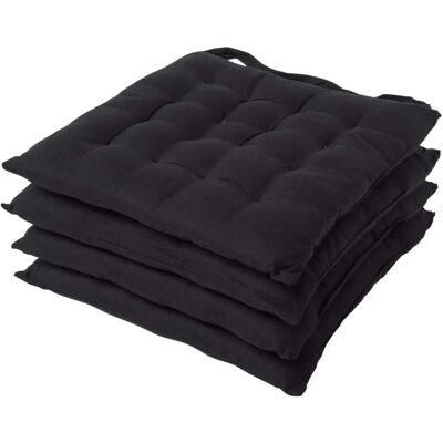 Homescapes Black Seat Pad Set of 4 - Seat Pad Homescapes Black Seat Pad Set of 4 - Seat Pad