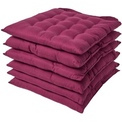 Homescapes Plum Seat Pad - 40x40cm - Set of 6 Homescapes Plum Seat Pad - 40x40cm - Set of 6