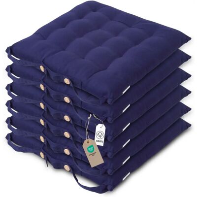 Homescapes Navy Blue Satz mit 6 Baumwoll Sitzkissen - Sitzkissen Homescapes Navy Blue Satz mit 6 Baumwoll Sitzkissen - Sitzkissen