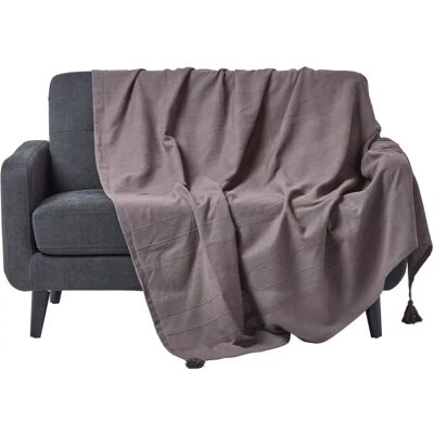 Homescapes Cotton Rajput Ribbed Sea Grey Throw - Throw blanket Homescapes Cotton Rajput Ribbed Sea Grey Throw - Throw blanket