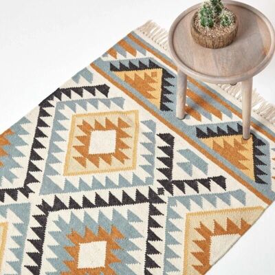Tapis Kilim tissé à la main Homescapes Agra avec motif en diamants - 160 x 230 cm - Publicité Tapis Kilim tissé à la main Homescapes Agra avec motif en diamants - 160 x 230 cm - Publicité