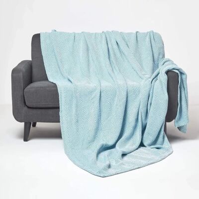Homescapes Halden Chevron Teal Throw - Throw Homescapes Halden Chevron Teal Throw - Throw