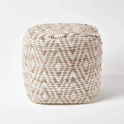 Homescapes Sierra Natural Diamond Pattern Hemp Pouffe - Pouffe Homescapes Sierra Natural Diamond Pattern Hemp Pouffe - Pouffe