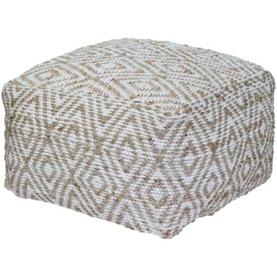 Homescapes Sierra Diamond Pattern Hemp Square Bean Filled Pouffe - Pouffe Homescapes Sierra Diamond Pattern Hemp Square Bean Filled Pouffe - Pouffe