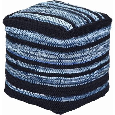 Homescapes Texas Leder Denim Gewebter Streifen Hocker - Hocker Homescapes Texas Leder Denim Gewebter Streifen Hocker - Hocker