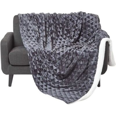 Homescapes Dark Grey Geometric Triangle Velvet Throw - Throw Blanket Homescapes Dark Grey Geometric Triangle Velvet Throw - Throw Blanket