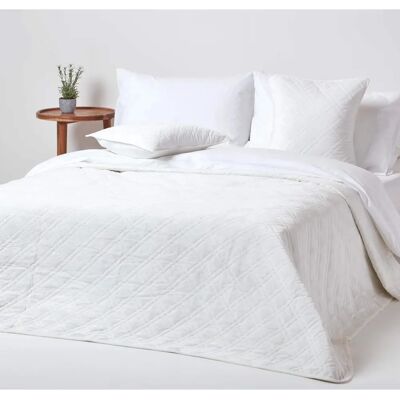 Homescapes Cream Velvet Bedspread - Geometric Pattern Homescapes Cream Velvet Bedspread - Geometric Pattern