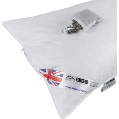 Homescapes Goose Feather & Down Lavender Pillow - Relaxing, Supportive, Washable Homescapes Goose Feather & Down Lavender Pillow - Relaxing, Supportive, Washable
