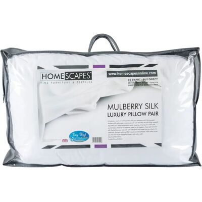 Homescapes Weiße Maulbeerseide Kissenpaar - Unisex Schlafzimmerzubehör Homescapes Weiße Maulbeerseide Kissenpaar - Unisex Schlafzimmerzubehör