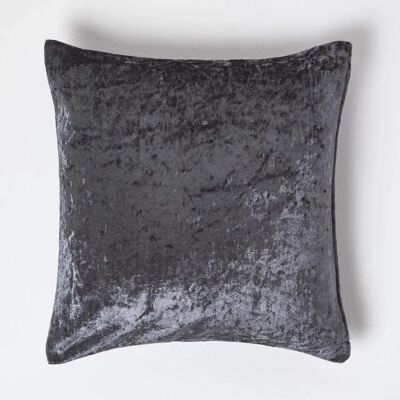 Homescapes Dark Grey Luxury Crushed Velvet Cushion Cover - Cushion Cover Homescapes Dark Grey Luxury Crushed Velvet Cushion Cover - Cushion Cover