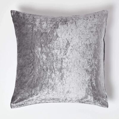 Homescapes Silver Luxury Crushed Velvet Cushion Cover - Cushion Cover Homescapes Silver Luxury Crushed Velvet Cushion Cover - Cushion Cover