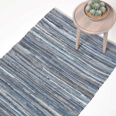 Homescapes 90 x 150 cm Blue Denim Handwoven Rug - Rug Homescapes 90 x 150 cm Blue Denim Handwoven Rug - Rug
