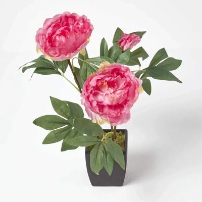 Homescapes Pink Artificial Peonies - Artificial Peonies in Decorative Pot Homescapes Pink Artificial Peonies - Artificial Peonies in Decorative Pot