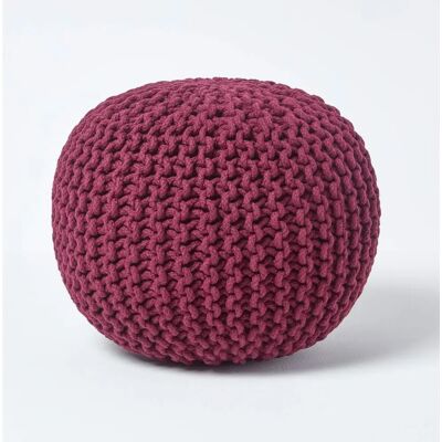 Homescapes Pouf en coton tricoté prune - Siège - Publicité Homescapes Pouf en coton tricoté prune - Siège - Publicité