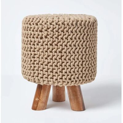 Homescapes Tabouret en Lin Naturel Grandes Filets - Tabouret - Publicité Homescapes Tabouret en Lin Naturel Grandes Filets - Tabouret - Publicité