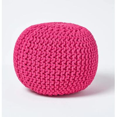 Homescapes Pouf en coton tricoté rose vif - Repose-pied 35x40cm - Publicité Homescapes Pouf en coton tricoté rose vif - Repose-pied 35x40cm - Publicité