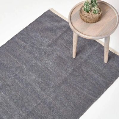 Homescapes Dark Grey 110x170cm Cotton Chenille Rug Homescapes Dark Grey 110x170cm Cotton Chenille Rug