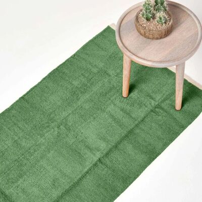 Homescapes Dark Olive 100% Cotton Chenille Hall Runner - Hall Runner Homescapes Dark Olive 100% Cotton Chenille Hall Runner - Hall Runner