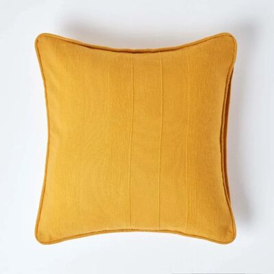 Homescapes Cotton Rajput Ribbed Cushion Cover Mustard 60cm x 60cm Homescapes Cotton Rajput Ribbed Cushion Cover Mustard 60cm x 60cm
