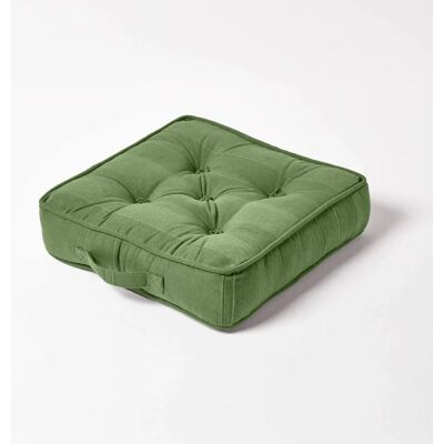 Homescapes Dark Olive Ribbed Cotton Floor Cushion - Floor Type Homescapes Dark Olive Ribbed Cotton Floor Cushion - Floor Type