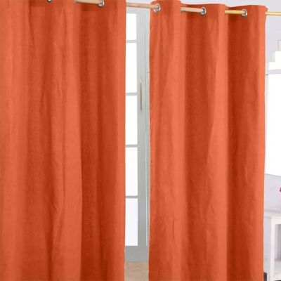 Paire de rideaux à œillets en coton orange foncé Homescapes - Rideau - Publicité Paire de rideaux à œillets en coton orange foncé Homescapes - Rideau - Publicité