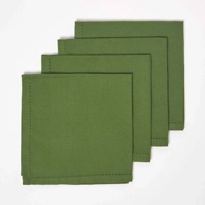 Conjunto de Guardanapos de Tecido de Algodão Verde Oliva Homescapes - Conjunto de Guardanapos Conjunto de Guardanapos de Tecido de Algodão Verde Oliva Homescapes - Conjunto de Guardanapos