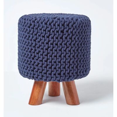 Homescapes Navy Blue Tall gestrickter Baumwollhocker - Hocker Homescapes Navy Blue Tall gestrickter Baumwollhocker - Hocker