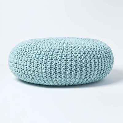 Homescapes Pastell Blau Geknüpfte Baumwollgroßer Runde Pouffe Hocker - Fußschemel Homescapes Pastell Blau Geknüpfte Baumwollgroßer Runde Pouffe Hocker - Fußschemel