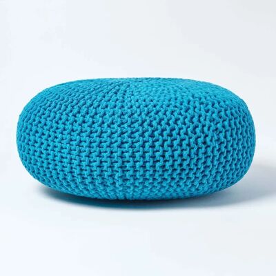 Homescapes Petrol Blau Gehäkelter Baumwoll Hocker - Fußhocker Homescapes Petrol Blau Gehäkelter Baumwoll Hocker - Fußhocker