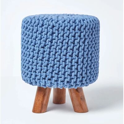 Homescapes Bleu Pouf en Coton Tricoté - Pouf - Publicité Homescapes Bleu Pouf en Coton Tricoté - Pouf - Publicité