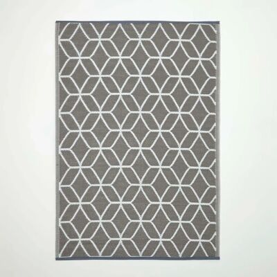 Homescapes Grau-Weiß Geometrischer Outdoor-Teppich - Outdoor-Teppich Homescapes Grau-Weiß Geometrischer Outdoor-Teppich - Outdoor-Teppich
