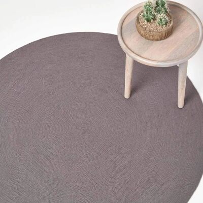 Homescapes Grey Handmade Woven Braided Round Rug - Rug Homescapes Grey Handmade Woven Braided Round Rug - Rug