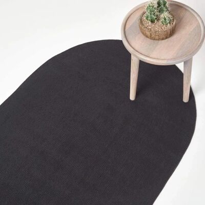 Homescapes Handgefertigter Geflochtener Ovaler Teppich - Schwarz - 60 x 90 cm - Teppich Homescapes Handgefertigter Geflochtener Ovaler Teppich - Schwarz - 60 x 90 cm - Teppich