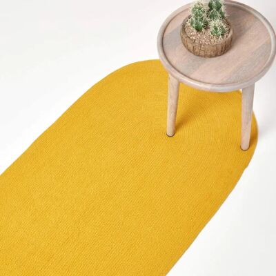 Homescapes Mustard Yellow Handmade Woven Braided Rug - Rug Homescapes Mustard Yellow Handmade Woven Braided Rug - Rug