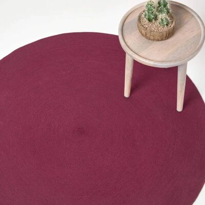 Homescapes Handmade Woven Braided Rug - Round, Plum Homescapes Handmade Woven Braided Rug - Round, Plum