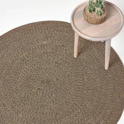 Homescapes Black Linen Round Rug - Rug Homescapes Black Linen Round Rug - Rug