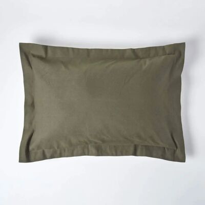Homescapes King Khaki Green Linen Oxford Pillowcase - Bed Linen Homescapes King Khaki Green Linen Oxford Pillowcase - Bed Linen