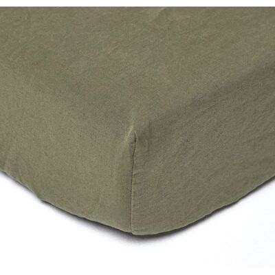 Homescapes Deep Green Linen Fitted Sheet - Fitted Sheet Homescapes Deep Green Linen Fitted Sheet - Fitted Sheet