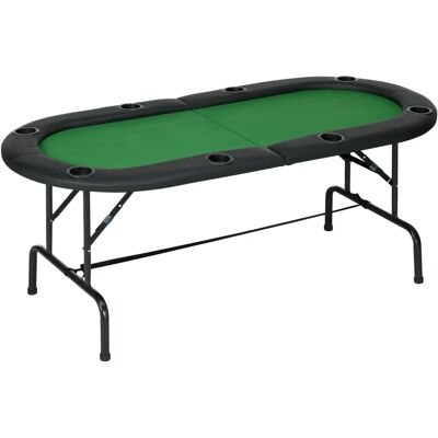HOMCOM 1.83m Foldable Poker Table with Chips & Drink Holders - Poker Table HOMCOM 1.83m Foldable Poker Table with Chips & Drink Holders - Poker Table