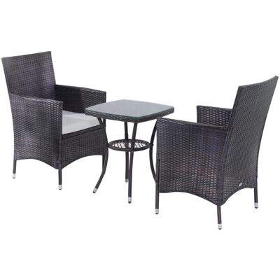 Outsunny Garden Outdoor Rattan Furniture Bistro Set 3 PCs - Brown Outsunny Garden Outdoor Rattan Furniture Bistro Set 3 PCs - Brown