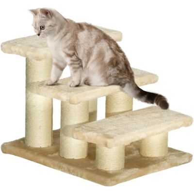 PawHut Pet Steps - 3-Step Climber Ladder with Plush Surface PawHut Pet Steps - 3-Step Climber Ladder with Plush Surface