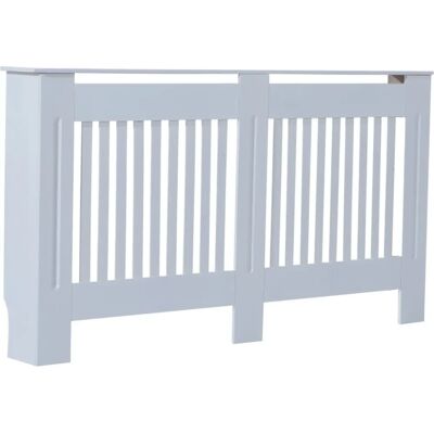 HOMCOM White Slatted Radiator Cover - Radiator Cover, MDF, Modern Home, 152Lx19Wx81H cm HOMCOM White Slatted Radiator Cover - Radiator Cover, MDF, Modern Home, 152Lx19Wx81H cm